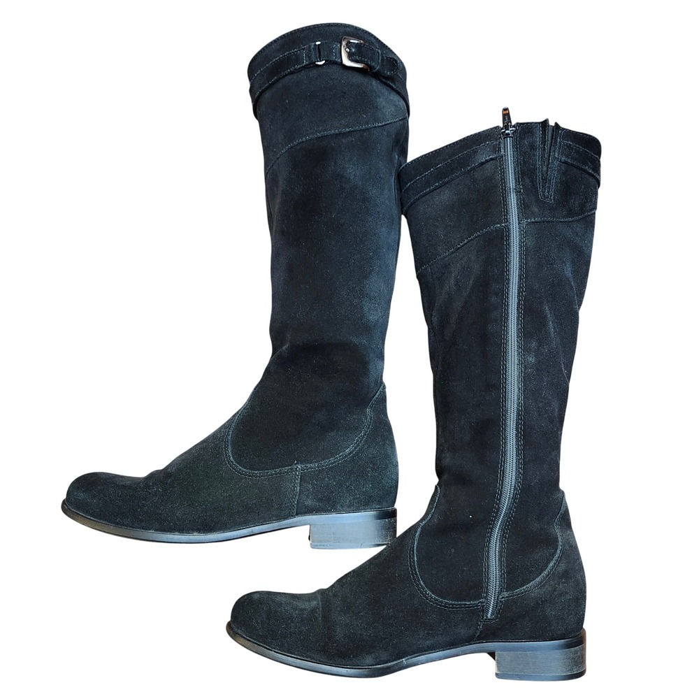 La Canadienne‎ Black Suede Leather Knee High Boots Size 7M waterproof